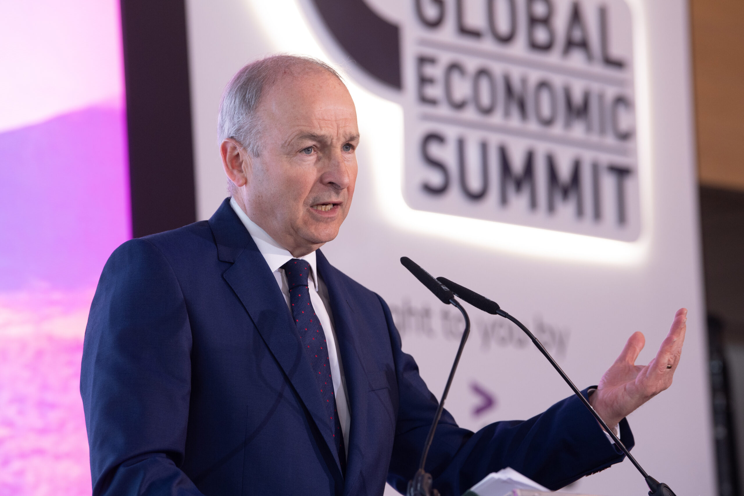 26.5.2025 BP -   Pictures from Global Economic Summit 2025 taking place at the Europe Hotel in Killarney
 
Micheál Martin, An Taoiseach, Irish Government takes the floor at the conference 
Global Economic Summit 2025 is taking place at the Europe Hotel in Killarney Co Kerry 26th – 28th May, a bilateral event of 400 business leaders, policymakers and thinkers gathering to discuss the global economy, the pathway to sustainability, and developments in AI, healthcare technology and more.
Photo By : Domnick Walsh © Eye Focus LTD .
Domnick Walsh Photographer is an Irish Aviation Authority ( IAA ) approved Quadcopter Pilot.
Tralee Co Kerry Ireland.
Mobile Phone : 00 353 87 26 72 033
Land Line        : 00 353 66 71 22 981
E/Mail :        info@dwalshphoto.ie
Web Site :    www.dwalshphoto.ie
ALL IMAGES ARE COVERED BY COPYRIGHT ©