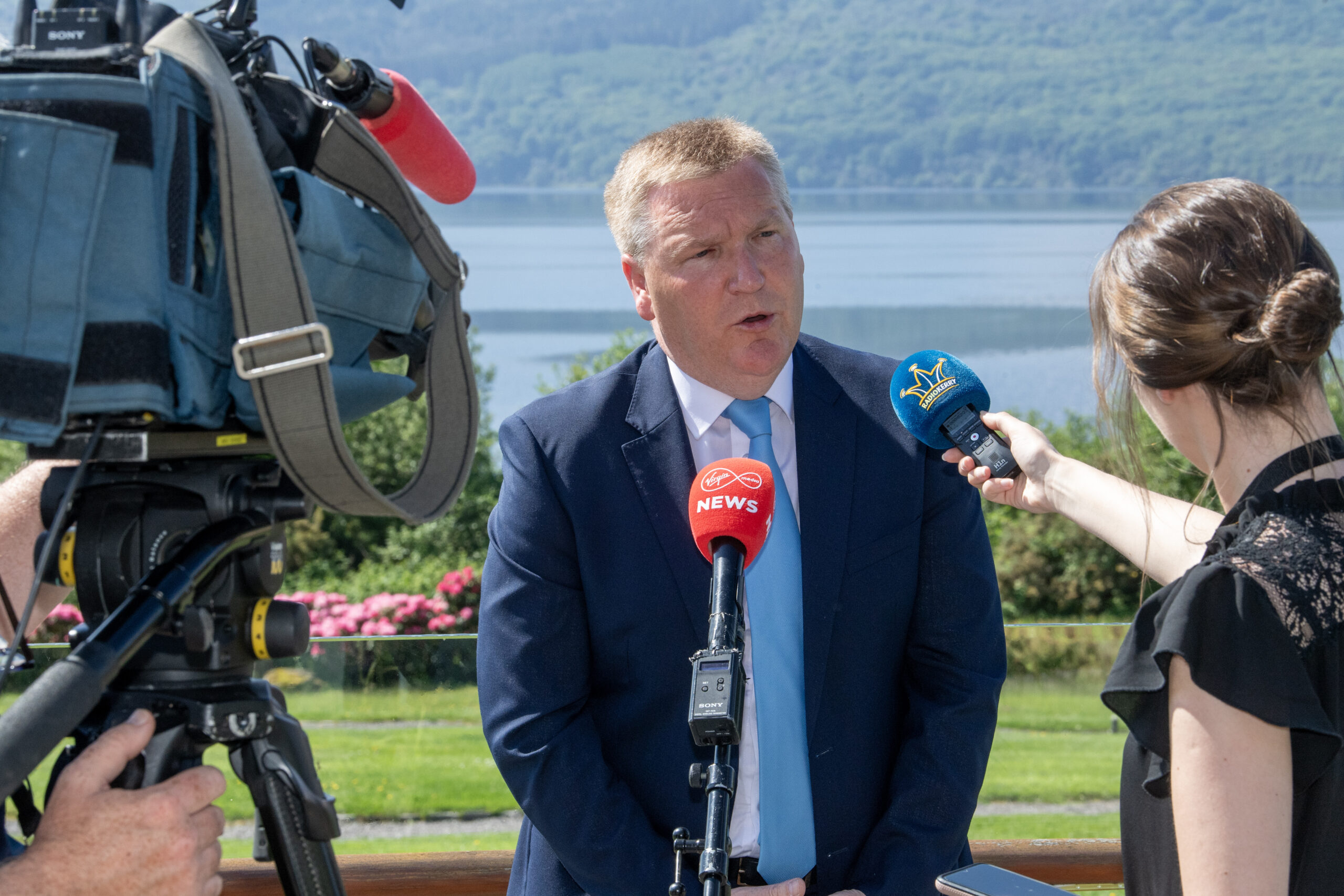 20.5.2024 SBP -  Miniater for Finance Michael McGrath attending the Global Economic Summit, a gathering of 400 delegates in Killarney, Co Kerry to discuss the global economy, the pathway to sustainability, and developments in AI and healthcare technology. 
Photo By : Domnick Walsh © Eye Focus LTD .
Domnick Walsh Photographer is an Irish Aviation Authority ( IAA ) approved Quadcopter Pilot.
Tralee Co Kerry Ireland.
Mobile Phone : 00 353 87 26 72 033
Land Line        : 00 353 66 71 22 981
E/Mail :        info@dwalshphoto.ie
Web Site :    www.dwalshphoto.ie
ALL IMAGES ARE COVERED BY COPYRIGHT ©